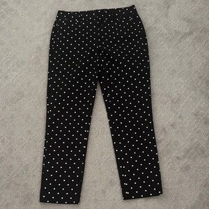 White House Black Market Black with white Polka Dot Slim Ankle Pants size 4